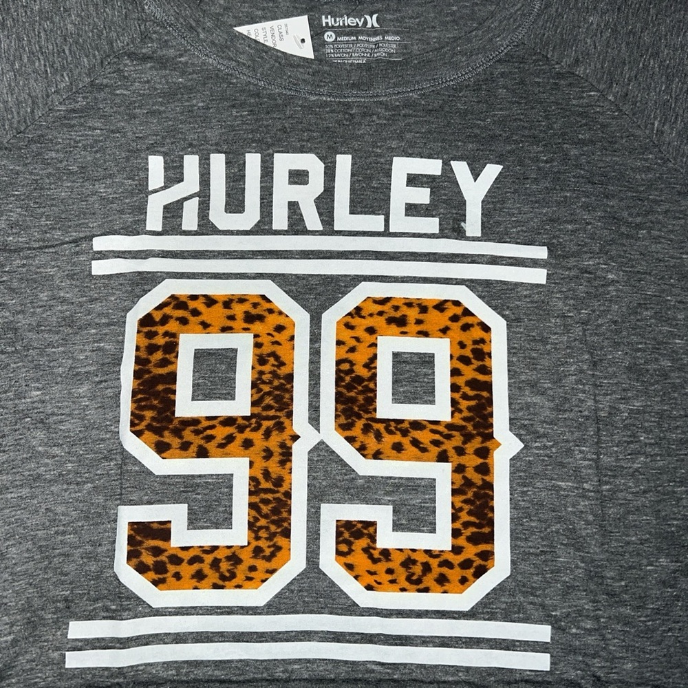 Hurley oversized long sleeve top tee shirt leopard animal print cheetah medium - Picture 6 of 8